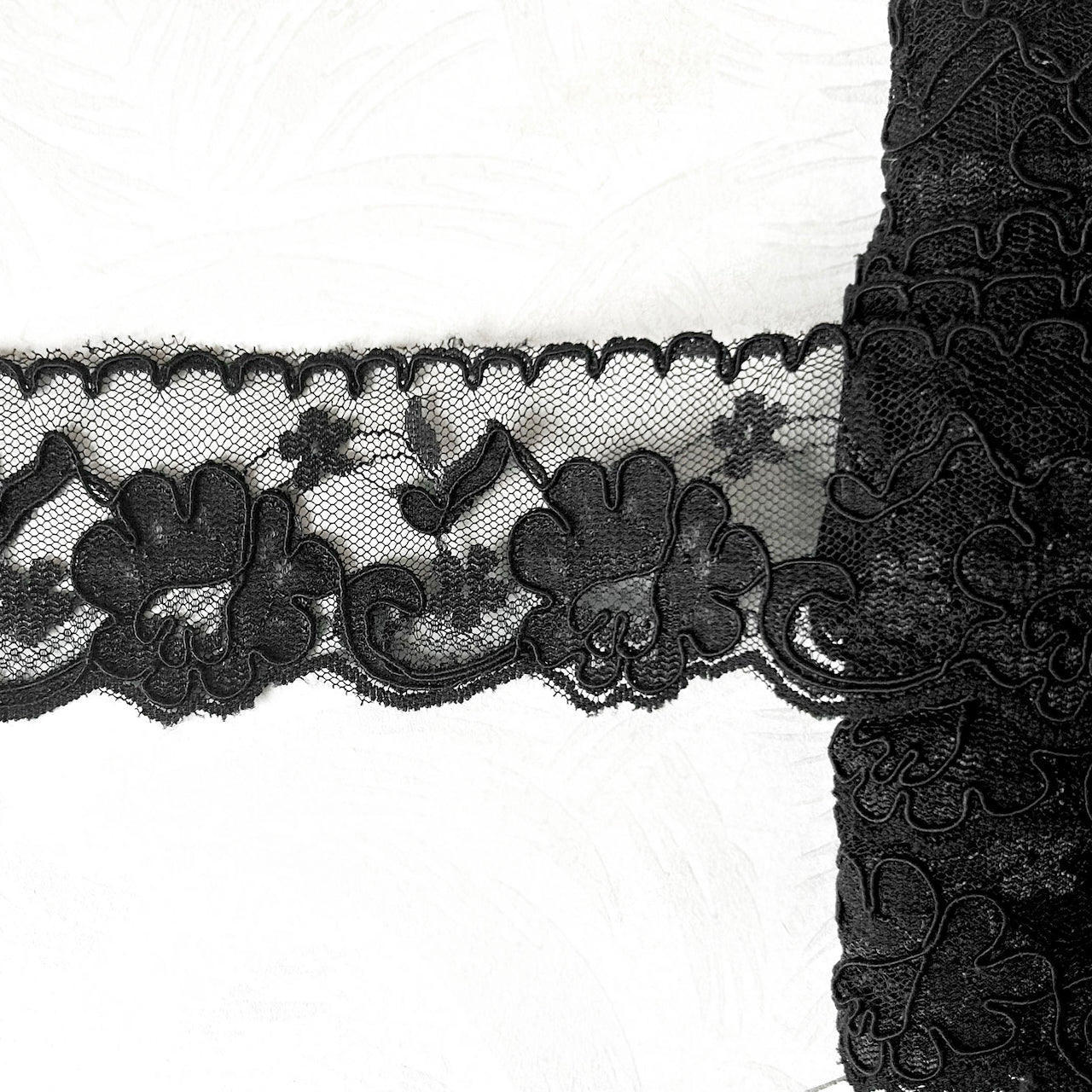 Black Sheer Lace Trimming - 3.25