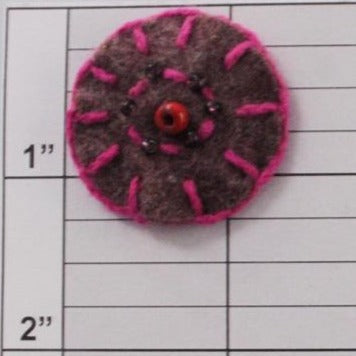 Felt circle with Embroidery & Beads,  4 colors