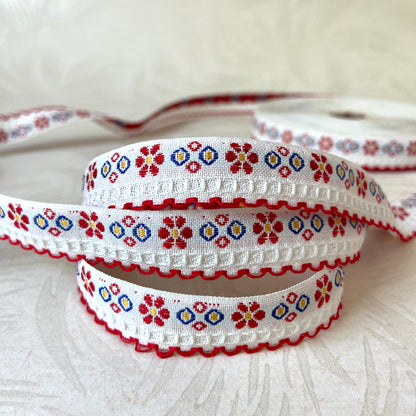 Floral & Circle Jacquard Edging 5/8" - 5 Colorways